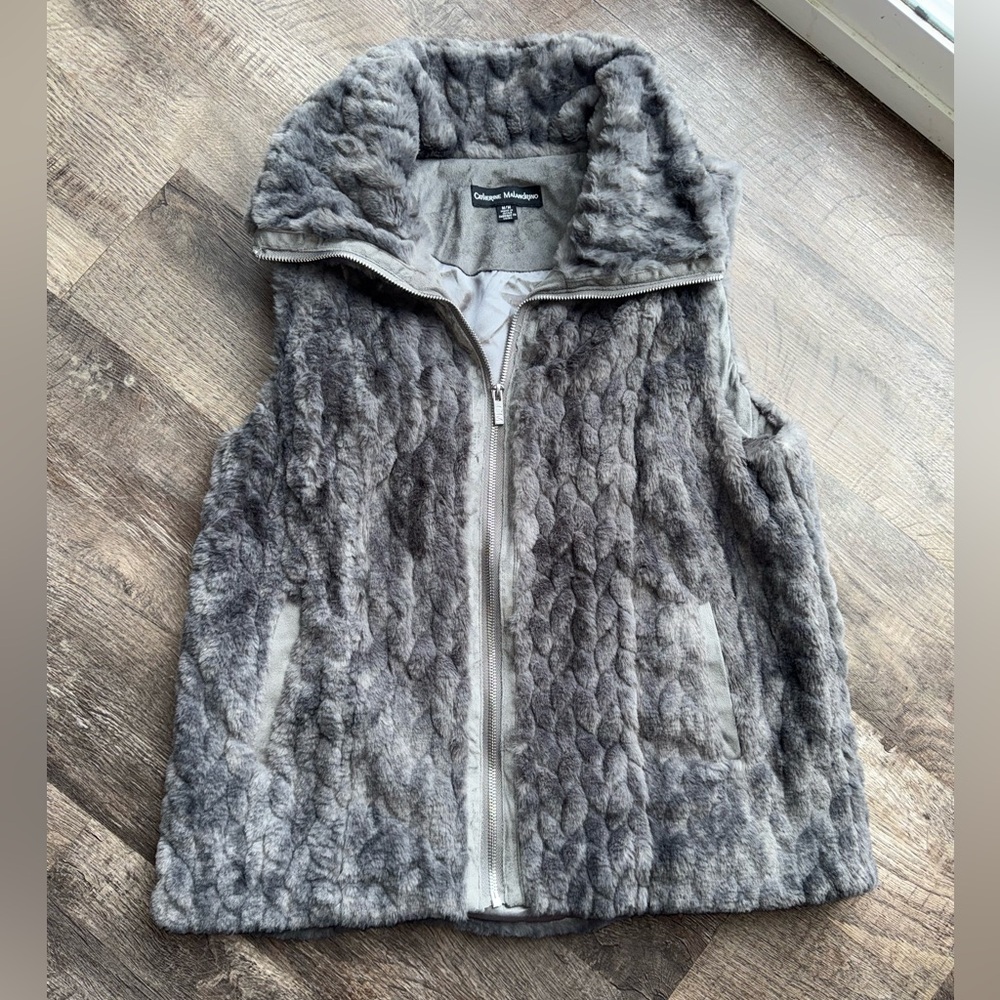 Catherine Malandrino Charcoal Faux Fur Vest